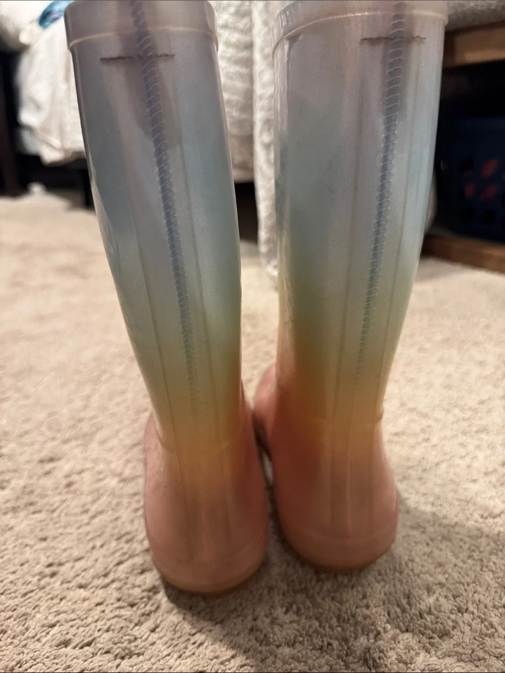 Girls' Iridescent Rainbow Rain Boots - Pink/Yellow/Blue